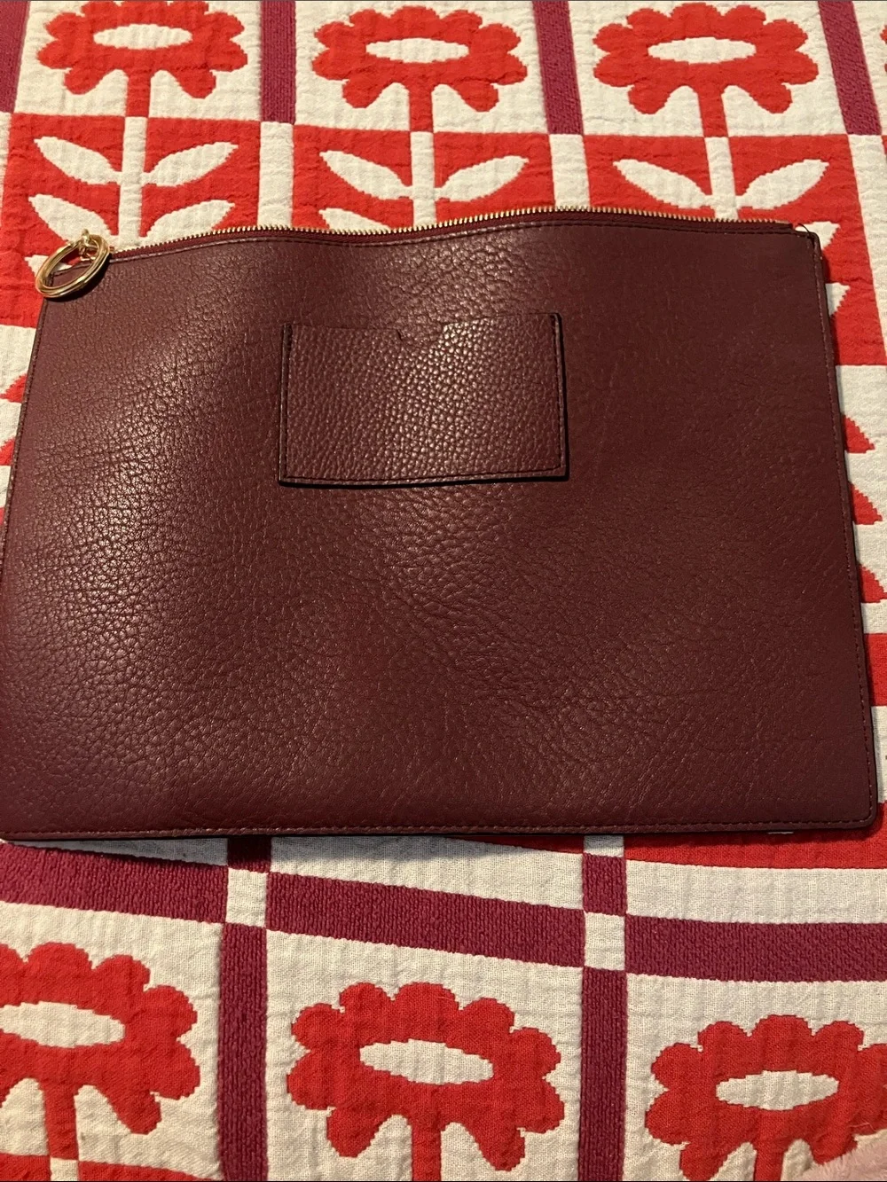 Oat New York Men's Deep Burgundy Pebbled Leather Zip Pouch
